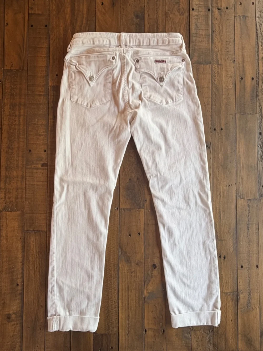 Hudson Bacara Crop Straight Cuffed White Jeans Mid Rise Sz 29